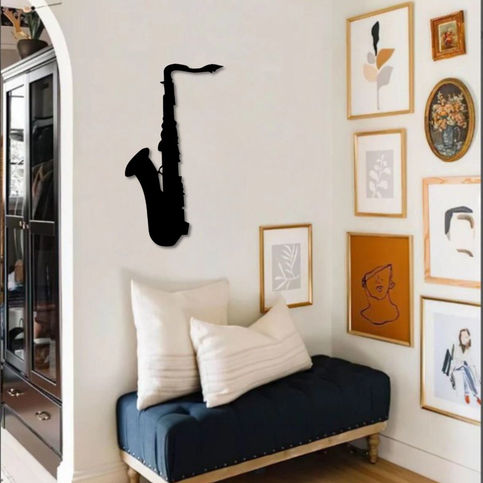 Melodic Muse Handcrafted Saxophone Serenade Wood Wall Decor
