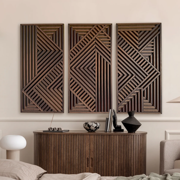 Designer Geometric Wood Wall Art ( SET OF 1 )