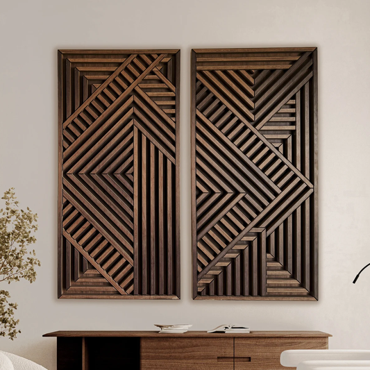 Designer Geometric Wood Wall Art ( SET OF 1 )
