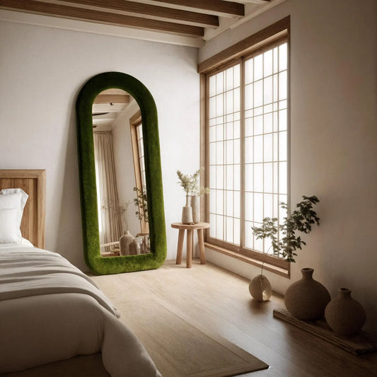White Velvet Arch Full Length Mirror Wall Decor