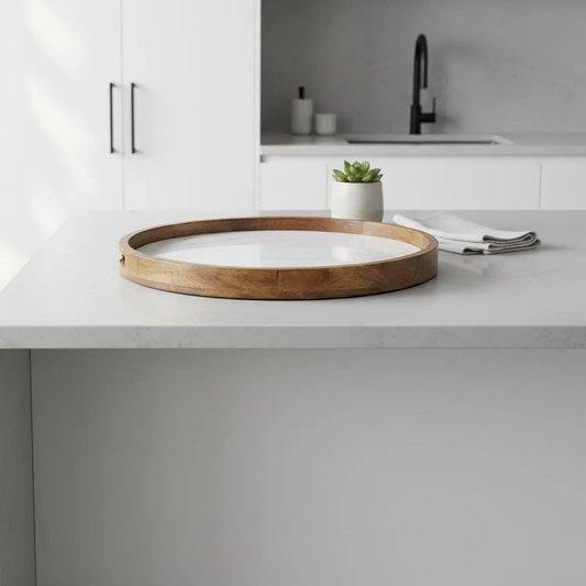 Mango Wood & Marble Serving Tray