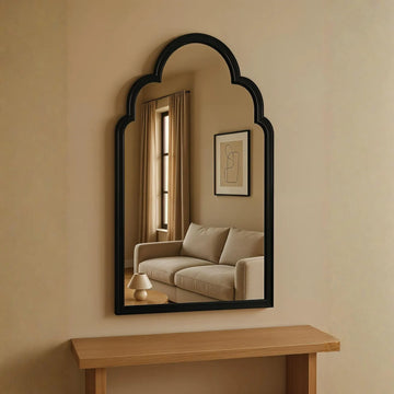 Curvella Asymmetrical Wood Mirror Wall Decor