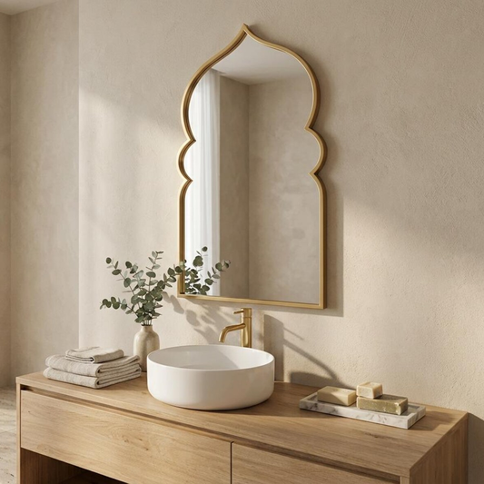 Moroccan Arched Mirror Wood Wall Decor