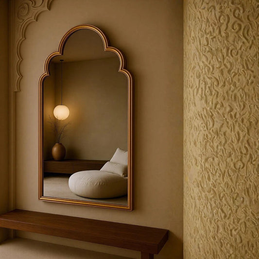 Curvella Asymmetrical Wood Mirror Wall Decor