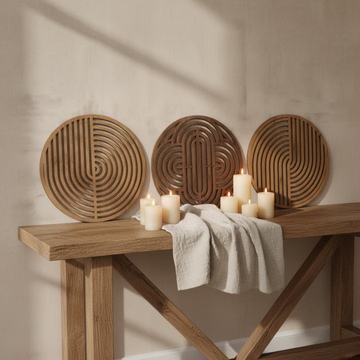 Minimalist Round Wooden Wall Panels ( SET OF 3 )