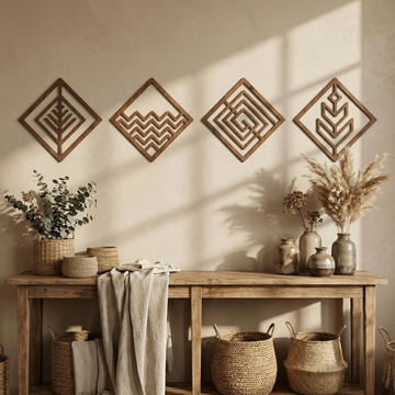 Four Elements Wooden Wall Art Panels ( SET OF 4 )