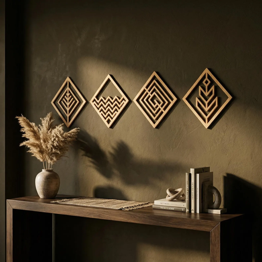 Four Elements Wooden Wall Art Panels ( SET OF 4 )