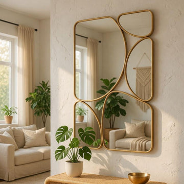 Gold Irregular Organic Mirror Wood Wall Decor