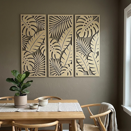 Modern Tropical Botanical Wall Art Set of 3