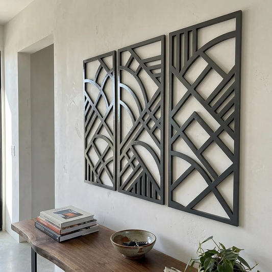 Gold Geometric Triptych Wall Art ( SET OF 3 )