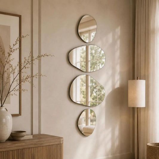 Frameless Organic SET OF 4 Mirror Wall Decor
