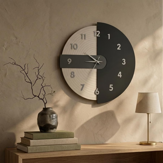 Black & White Modern Wooden Wall Clock