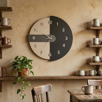 Black & White Modern Wooden Wall Clock