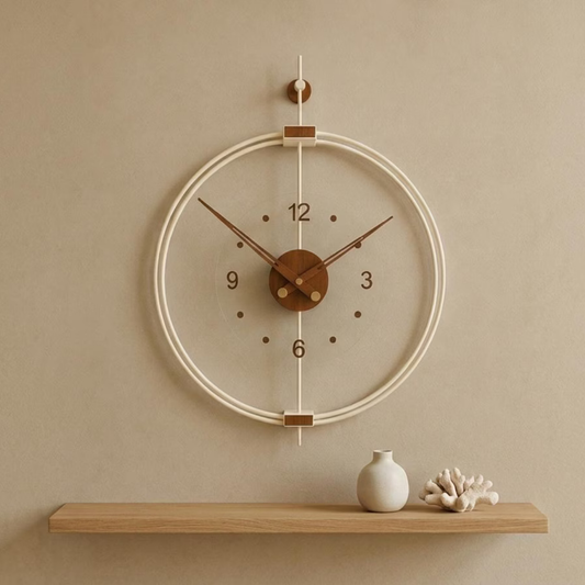 Silent Cream Walnut Wall Clock