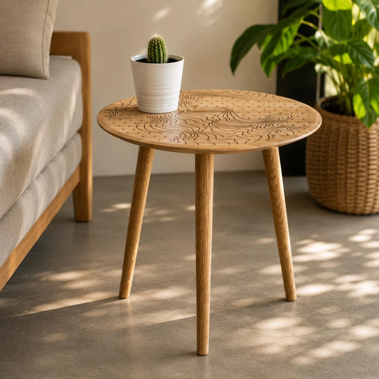 Contour Carved Wood Stool