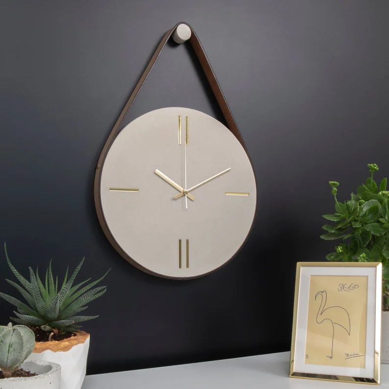 IvoryLeather Strap Wall Clock