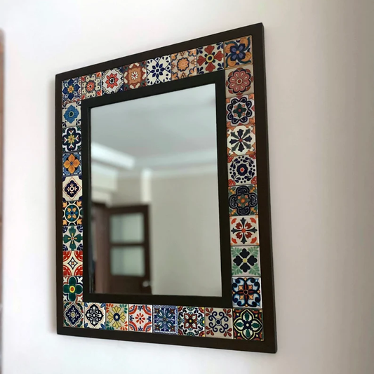Boho Mexican Tile Mirror Wall Decor