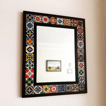 Boho Mexican Tile Mirror Wall Decor