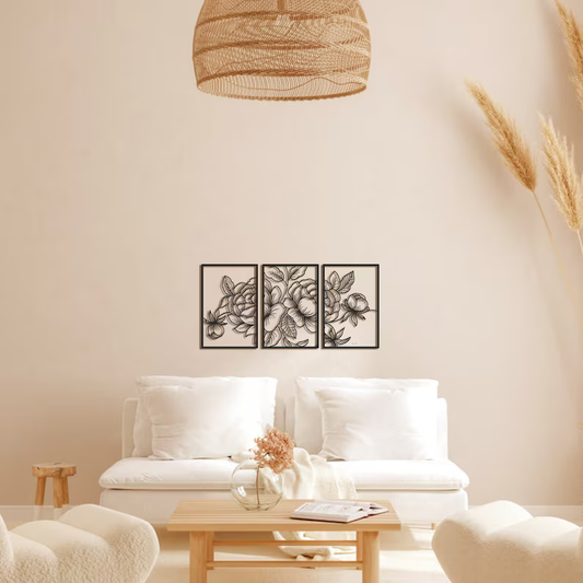 Trio of Poppy Wood Wall Decor