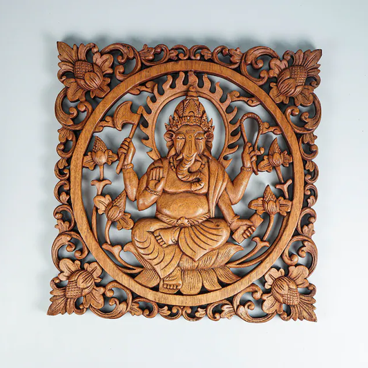 Divine Ganesha Wood Wall Decor