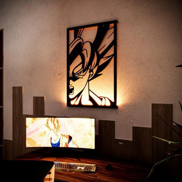 LED Son Goku Anime Wood Wall Decor