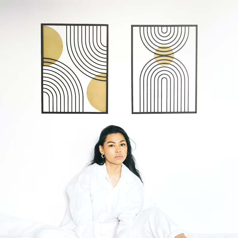 Geometric Rainbow Wood Wall Decor
