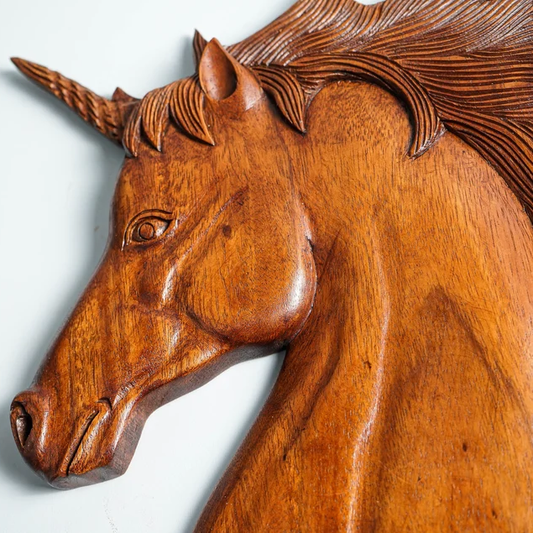 Celestial Unicorn Head Wood Wall Decor