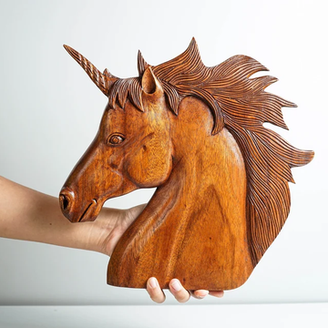 Celestial Unicorn Head Wood Wall Decor
