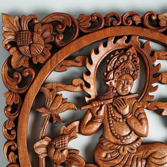 Divine Krishna Wood Wall Decor