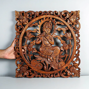 Divine Krishna Wood Wall Decor