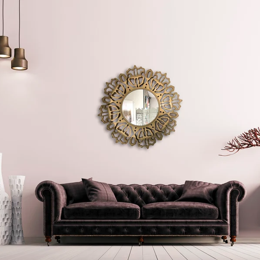 FloraCarve Mirror Wood Wall Decor