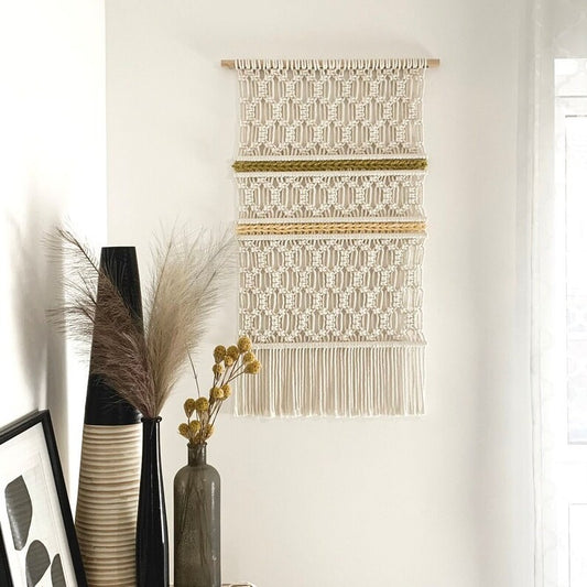 Creamy Cascade Macramé Wall Hanging