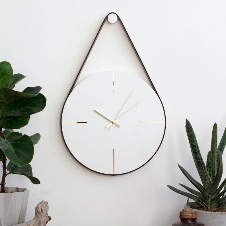 Leather Loop White Clock