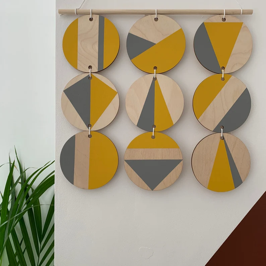 Ochre Yellow and Grey Wall Hanging
