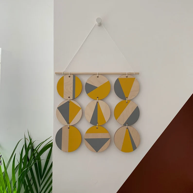 Ochre Yellow and Grey Wall Hanging