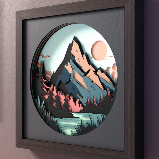 Mountain Lake Sunset Wood Wall Decor