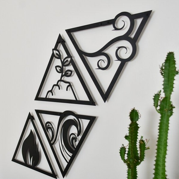 4 Elements Of Nature Signs Design Wood Wall Decor