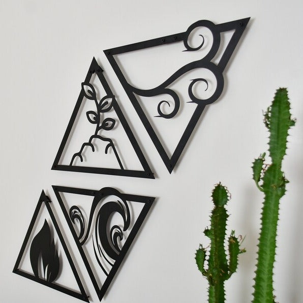 4 Elements Of Nature Signs Design Wood Wall Decor