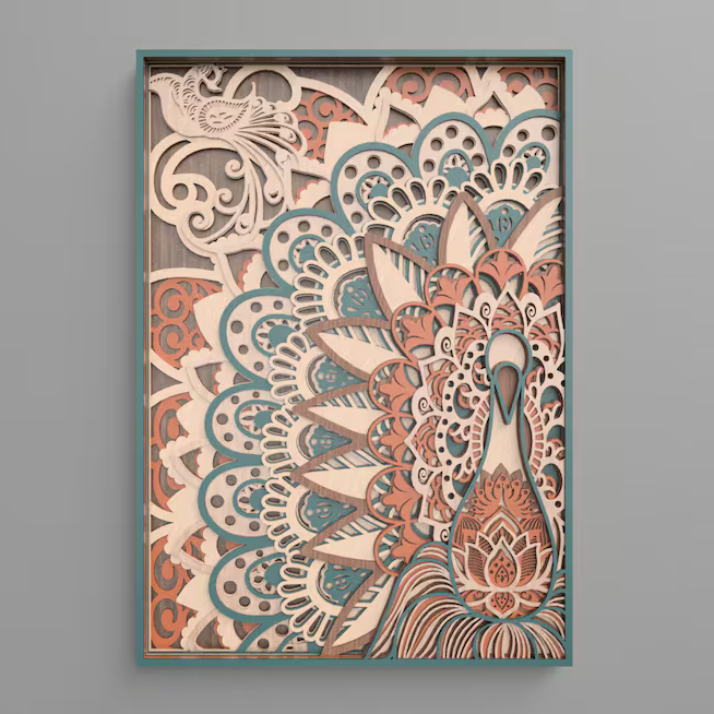 Regal Peacock Layers Wood Wall Decor