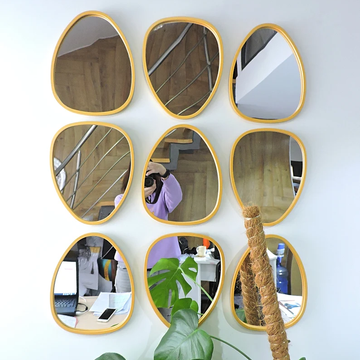 EggForm Mirror Set 9 Wood Wall Decor
