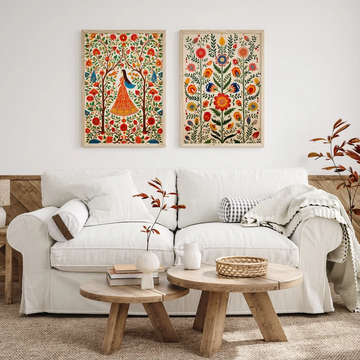 Mystic Indian Flora Wall Painting