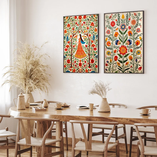 Mystic Indian Flora Wall Painting