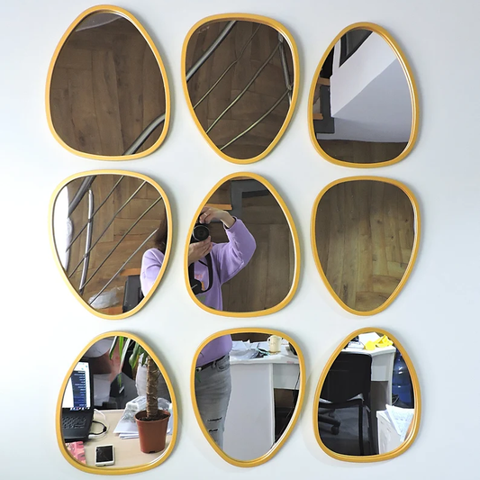 EggForm Mirror Set 9 Wood Wall Decor