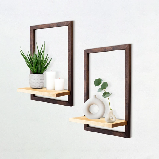 Bordered Glide Floating Wooden Shelf (SET OF 2 )
