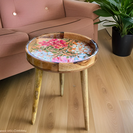 Sculpted Mango Wood Table ( Circular )