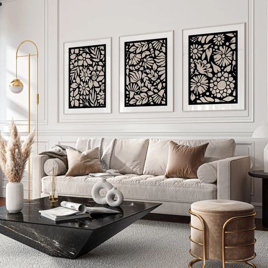 Beige Blossom Elegance Wall Painting