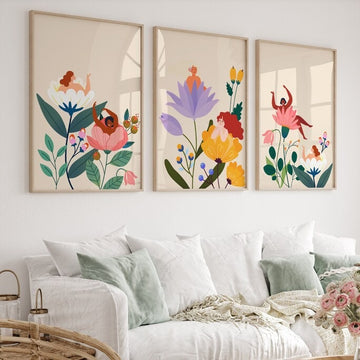 Pastel Petals Set of 3 Wall Painting