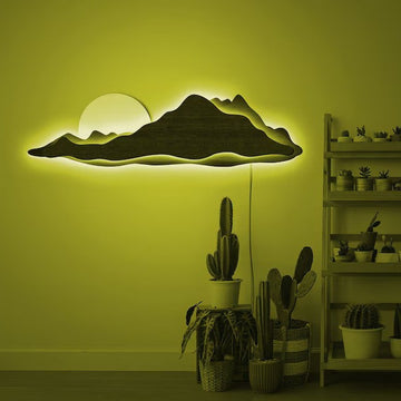 LED Horizon Mountain Wood Wall Decor