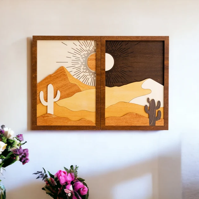 Solar Lunar Wood Wall Decor (SET OF 2 )