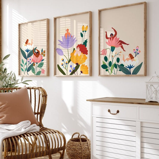 Pastel Petals Set of 3 Wall Painting